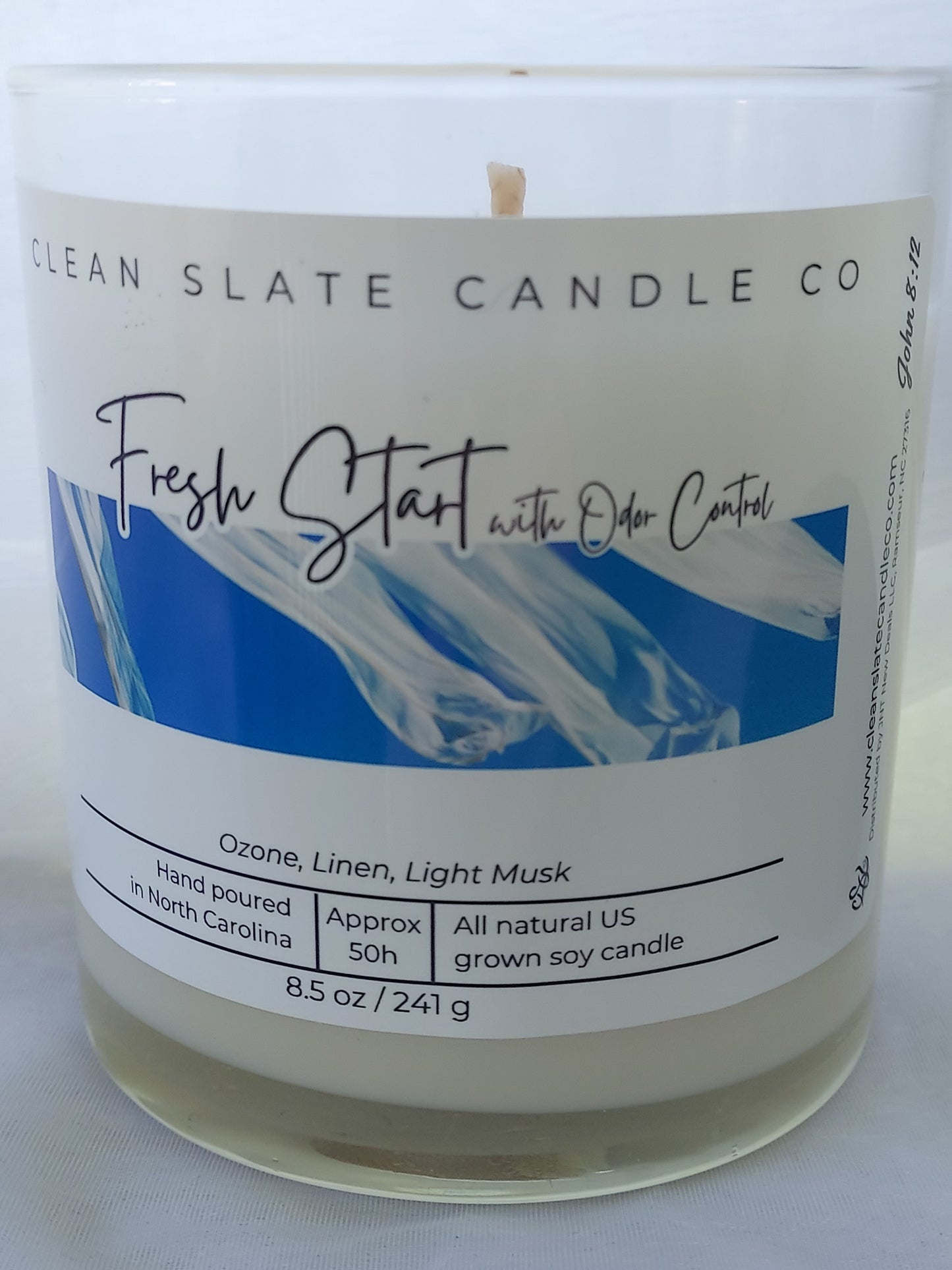 Fresh Start with Odor Block Soy Candle 8.5 oz (Linen)