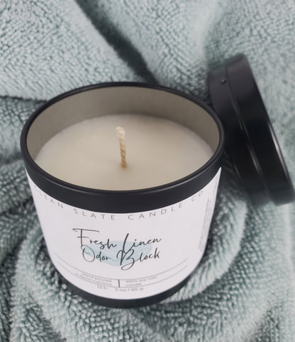 Fresh Linen Odor Block Soy Candle 3 oz