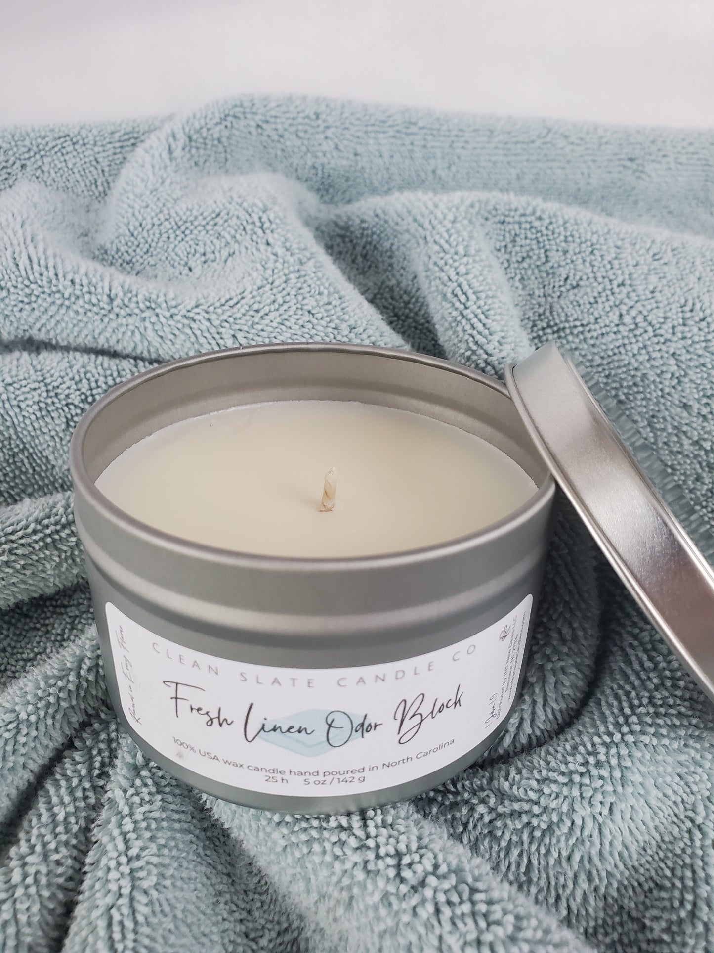 Fresh Linen Odor Block Soy Scented Candle 5 oz