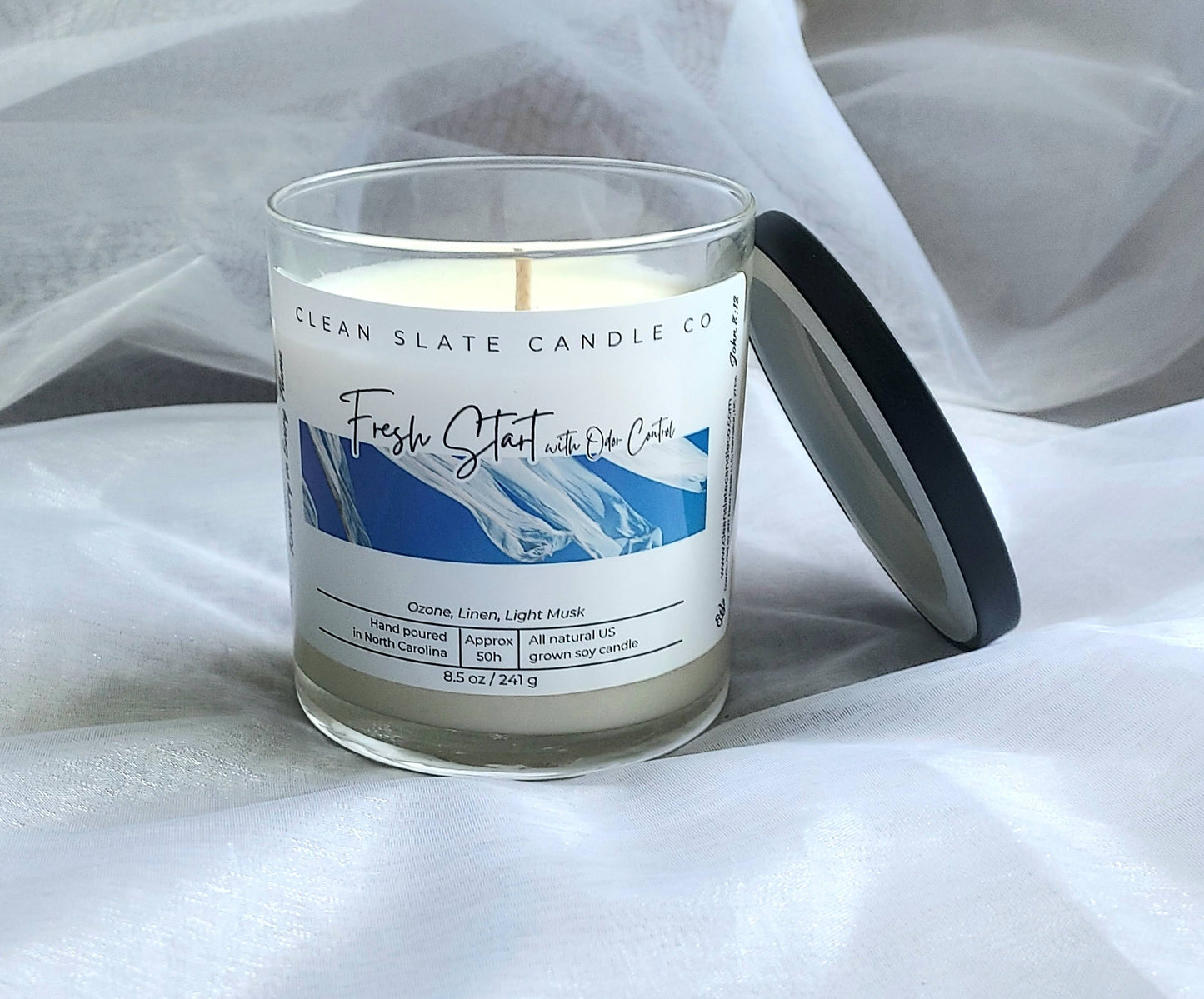 Fresh Start with Odor Block Soy Candle 8.5 oz (Linen)