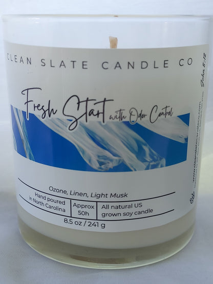 Fresh Start with Odor Block Soy Candle 8.5 oz (Linen)