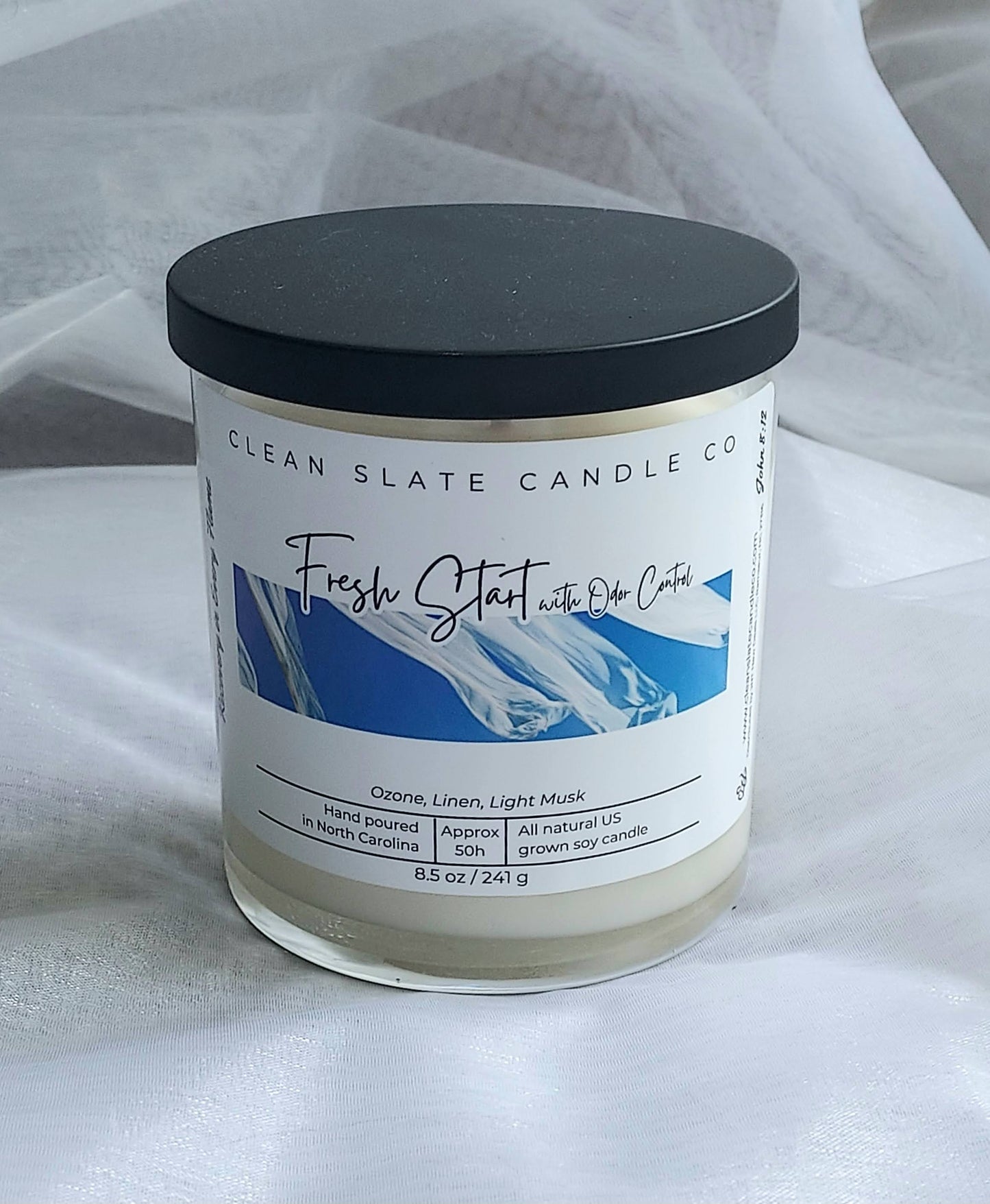 Fresh Start with Odor Block Soy Candle 8.5 oz (Linen)